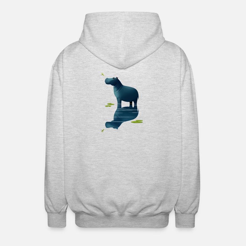 Nilpferd und Libelle - Unisex Kapuzenjacke - Hellgrau meliert