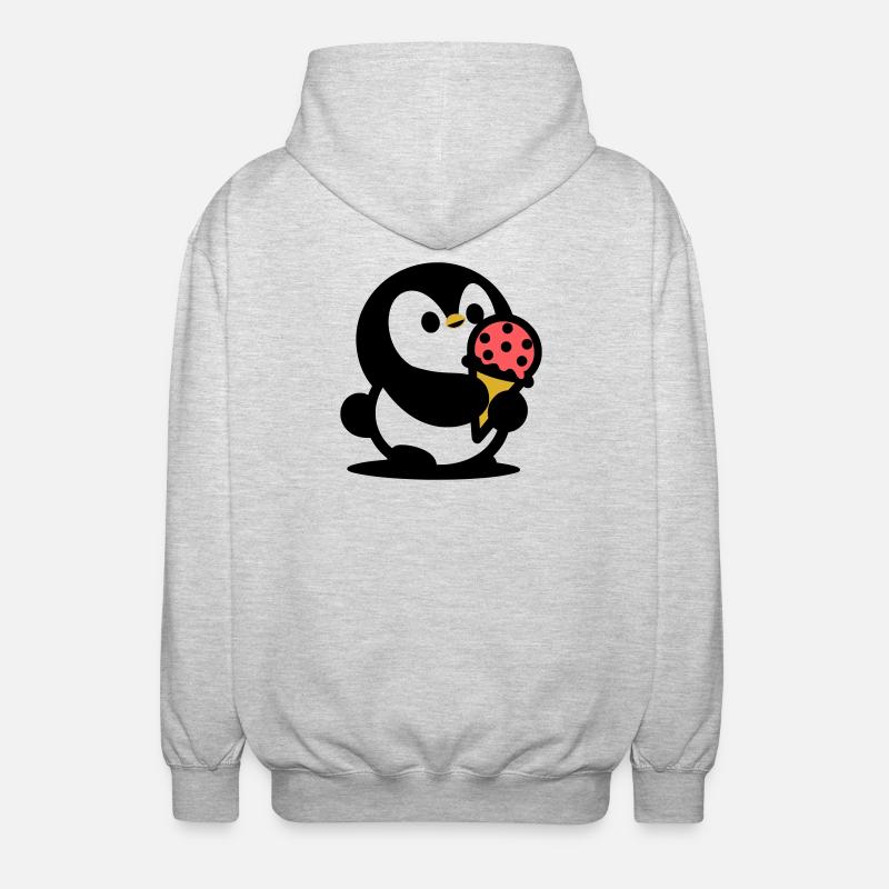 Petit manchot avec de la glace - Veste à capuche unisexe - gris clair chiné