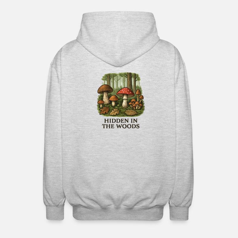 Paysage caché de champignons forestiers - Veste à capuche unisexe - gris clair chiné