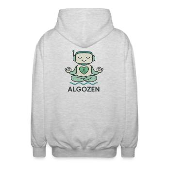 Roboter-Zen - Unisex Kapuzenjacke - Hellgrau meliert - Hinten - AI Model Male 185 light (185cm)
