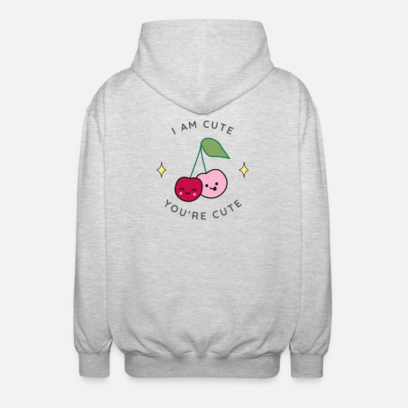 Duo Cerises Mignon - Veste à capuche unisexe - gris clair chiné