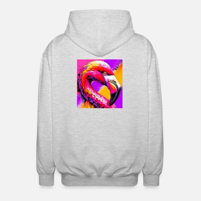 Flamingo - Unisex Kapuzenjacke - Hellgrau meliert