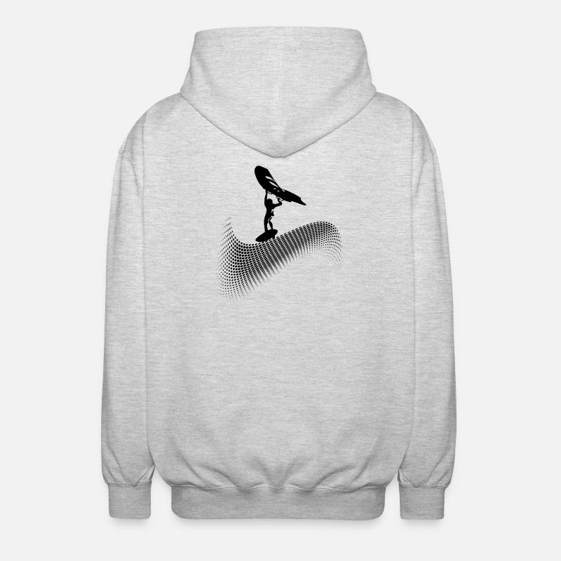 Wingfoiler sur la vague - Veste à capuche unisexe - gris clair chiné