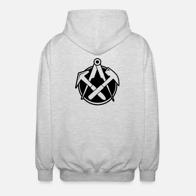 Dachdecker Logo, Zunftlogo - Unisex Kapuzenjacke - Hellgrau meliert