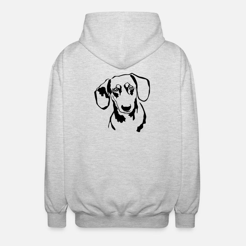 Tête de teckel - Veste à capuche unisexe - gris clair chiné