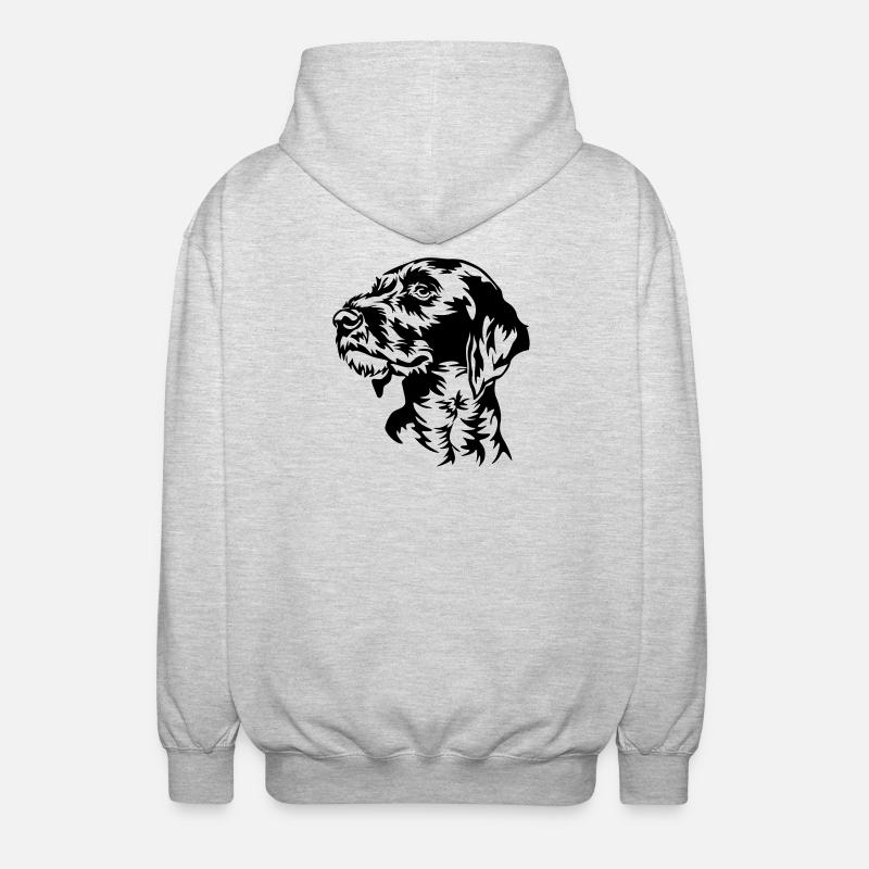 German Wirehaired Pointer head - Unisex Hooded Jacket - light heather grey