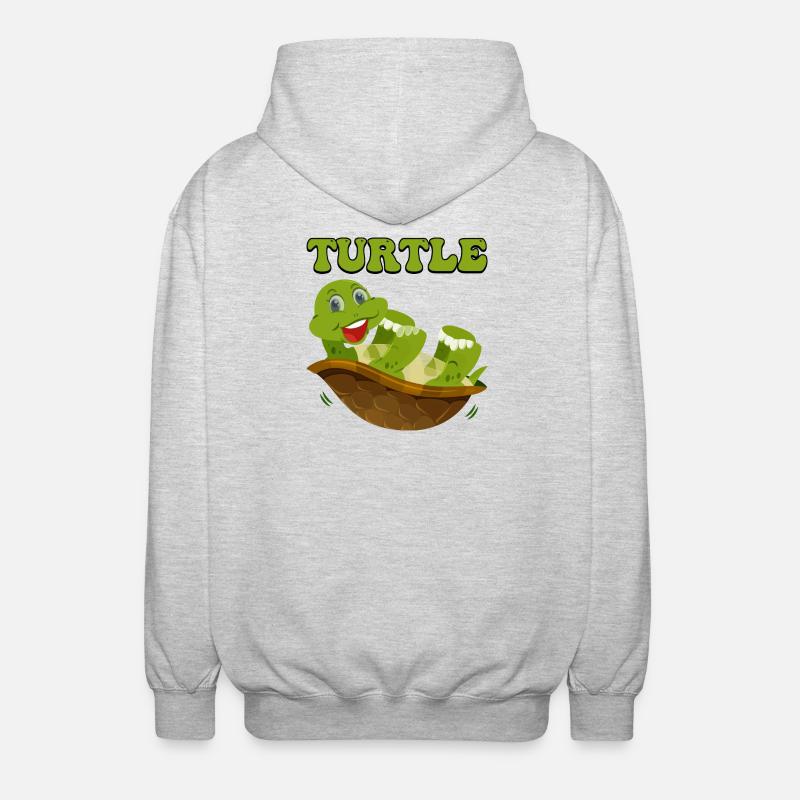 Playful Turtle in Happy Shell - Unisex Hooded Jacket - light heather grey