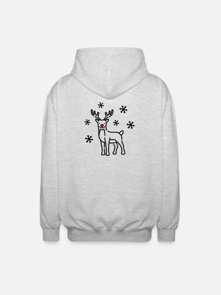 Christmas Deer Reindeer - Unisex Hooded Jacket - light heather grey