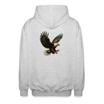Adler - Unisex Kapuzenjacke - Hellgrau meliert - Hinten - AI Model Male 185 light (185cm)
