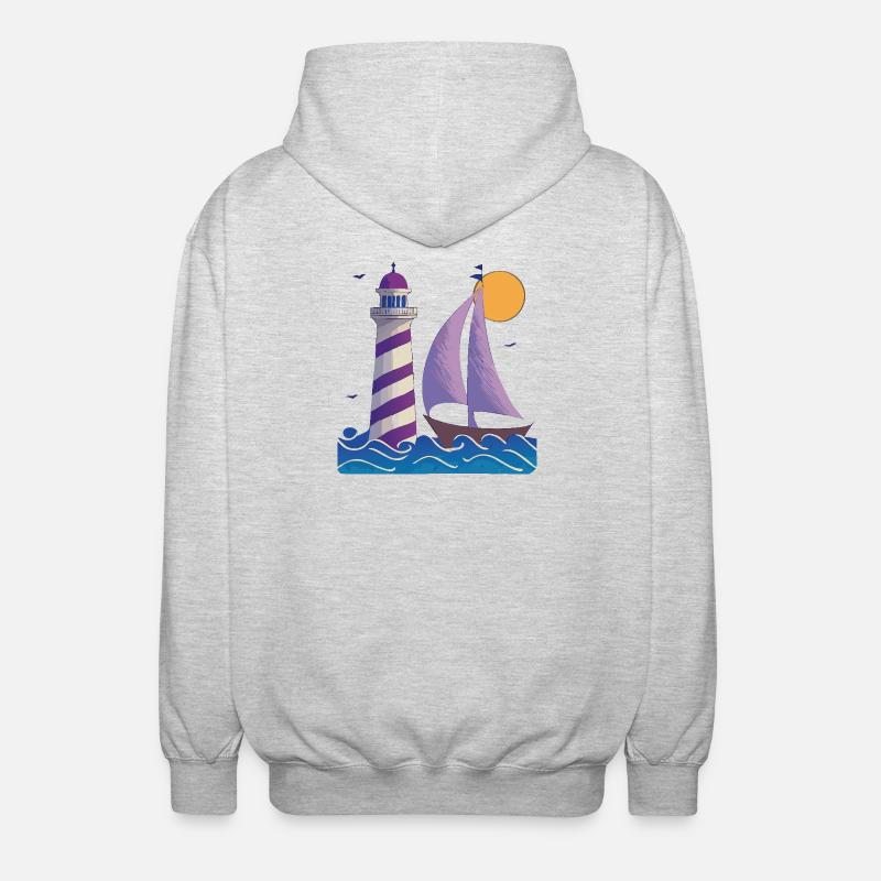 Lighthouse with boat - Unisex Hooded Jacket - light heather grey