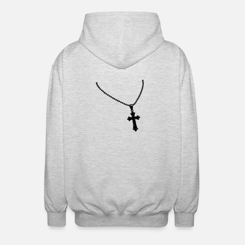Collier avec croix - Veste à capuche unisexe - gris clair chiné