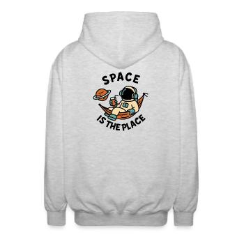 Explorer de l’espace astronaute design relaxant - Veste à capuche unisexe - gris clair chiné - Dos - AI Model Male 185 light (185cm)