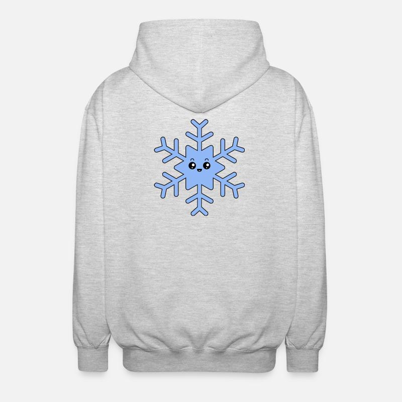 Flocon de neige kawaii mignon - Veste à capuche unisexe - gris clair chiné