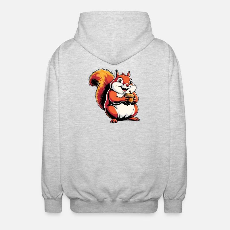 Witziger Eichhörnchen CartoonMit Eichel - Unisex Kapuzenjacke - Hellgrau meliert