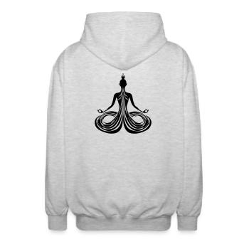 Meditation Energy Flow - Unisex Hooded Jacket - light heather grey - Back - AI Model Male 185 light (185cm)