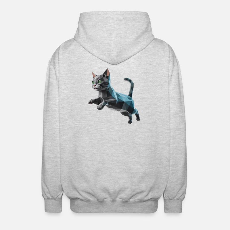 Kätzchen - Cooles Low-Poly-Logo - Unisex Kapuzenjacke - Hellgrau meliert
