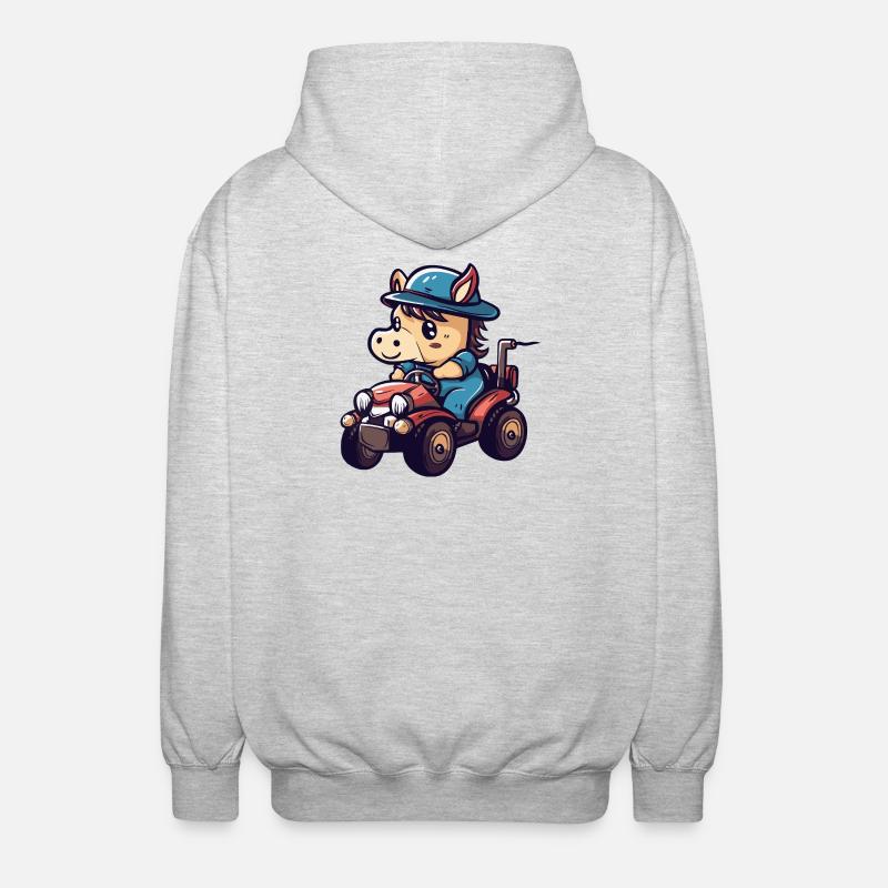 Pferd Traktor Farmer - Unisex Kapuzenjacke - Hellgrau meliert