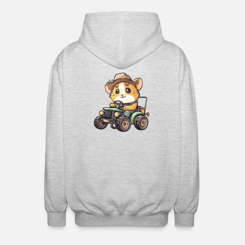 Hamster Traktor Farmer - Unisex Kapuzenjacke - Hellgrau meliert