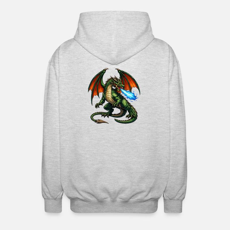 Dragon de Feu : Tempête de Flammes - Veste à capuche unisexe - gris clair chiné