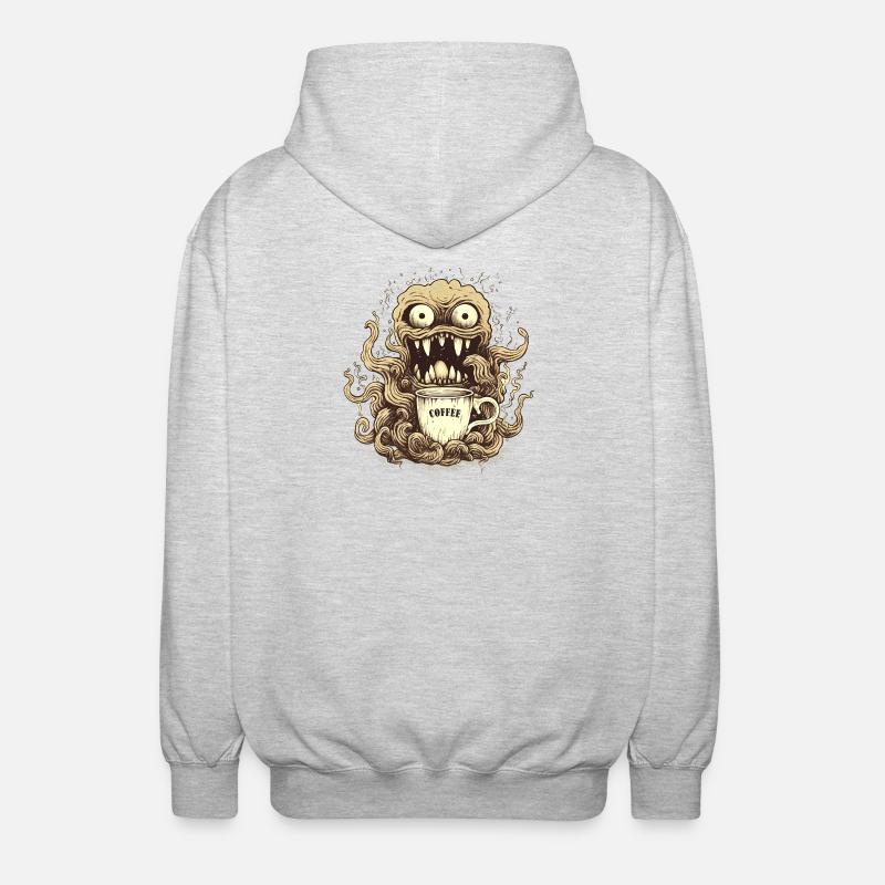 Kaffeemonster  - Koffein Zombie - Morgenmuffel - Unisex Kapuzenjacke - Hellgrau meliert