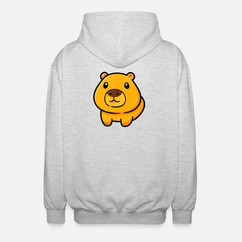 Maskottchen-Illustration des pummeligen Bären - Unisex Kapuzenjacke - Hellgrau meliert