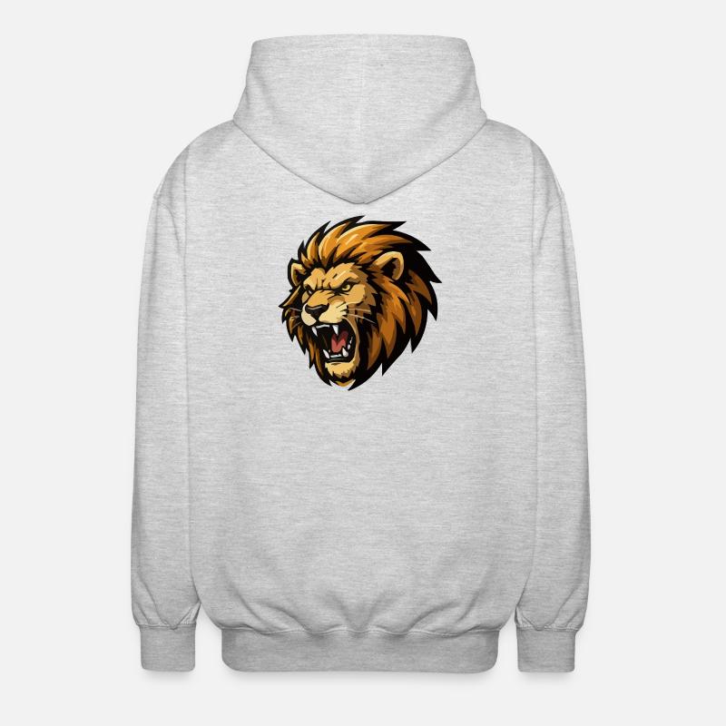 dessin animé de lion - Veste à capuche unisexe - gris clair chiné