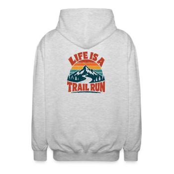 Trailrunning Natur's Laufband Floral - Unisex Kapuzenjacke - Hellgrau meliert - Hinten - AI Model Male 185 light (185cm)