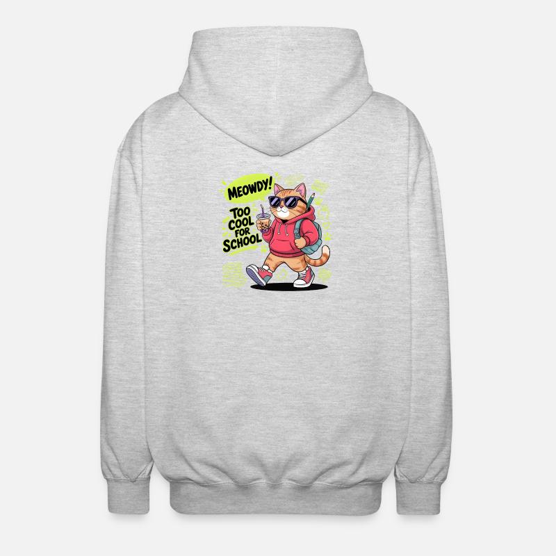Chat de l’école - Veste à capuche unisexe - gris clair chiné