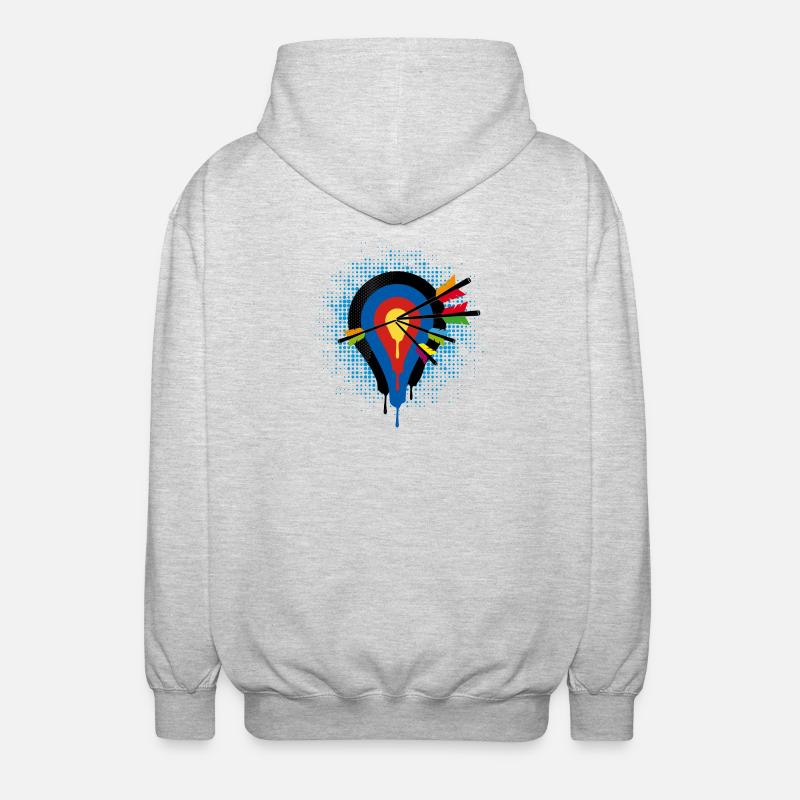 une cible et cinq flèches - Veste à capuche unisexe - gris clair chiné