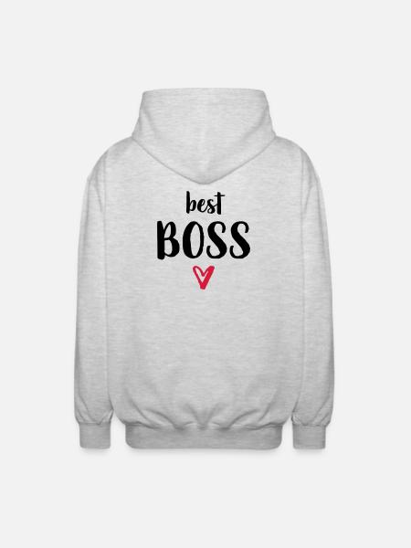 best boss heart gift boss - Unisex Hooded Jacket - light heather grey