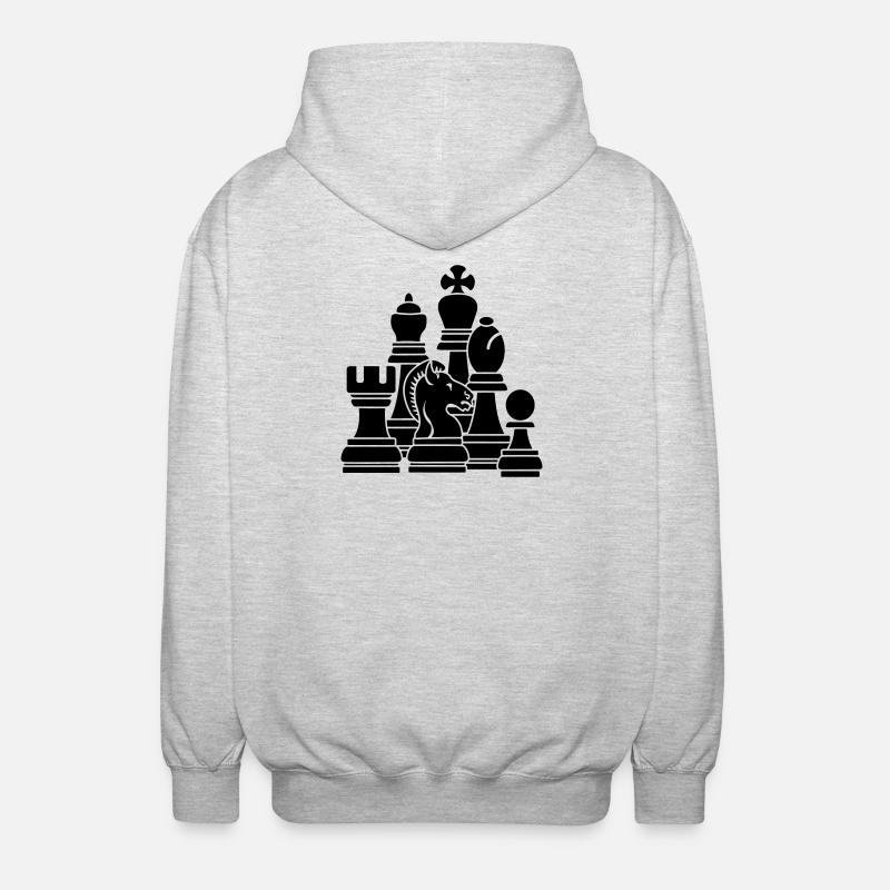 Pièces d’échecs - Veste à capuche unisexe - gris clair chiné
