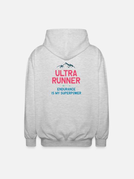 Ultra Runner - Endurance is My Superpower - Unisex Hooded Jacket - light heather grey
