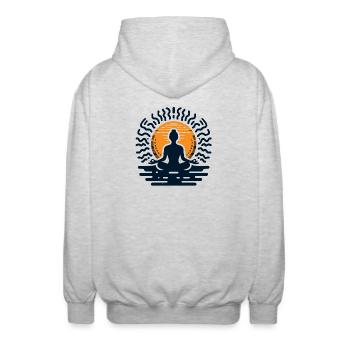 Zen Yoga – Inner Peace & Style - Unisex Hooded Jacket - light heather grey - Back - AI Model Male 185 light (185cm)
