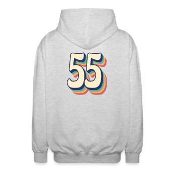 Vintage Retro T-Shirt Nummer 55 Fünfundfünfzig - Unisex Kapuzenjacke - Hellgrau meliert - Hinten - AI Model Male 185 light (185cm)