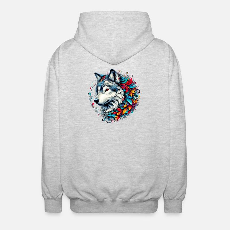 Wolf - Unisex Hooded Jacket - light heather grey