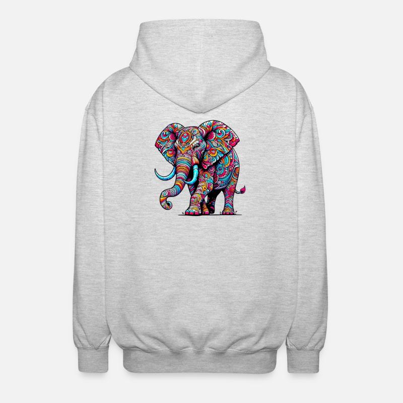 Éléphant - Veste à capuche unisexe - gris clair chiné