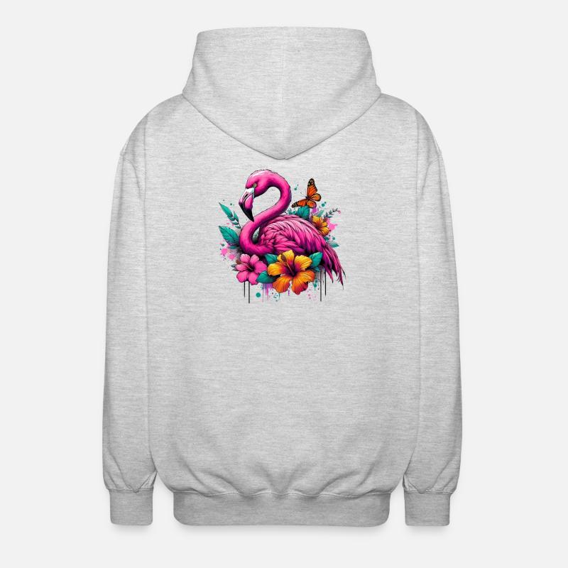 Flamingo - Unisex Kapuzenjacke - Hellgrau meliert
