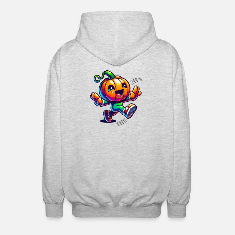 Dancing pumpkin - cute Halloween fun - Unisex Hooded Jacket - light heather grey