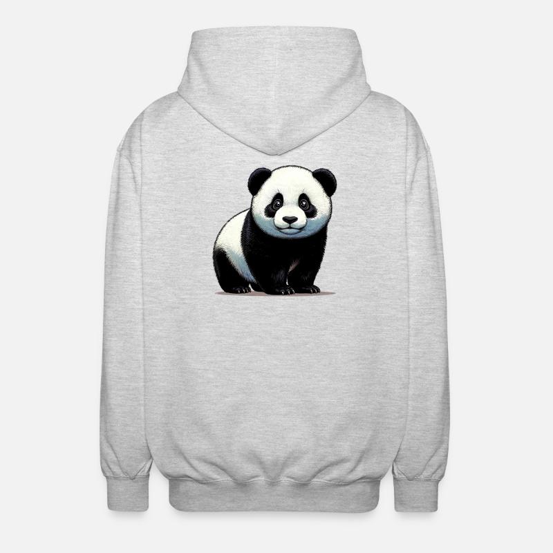 Panda - Unisex Kapuzenjacke - Hellgrau meliert