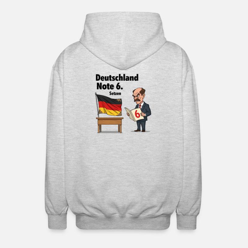 Deutschland Note 6 - Unisex Kapuzenjacke - Hellgrau meliert