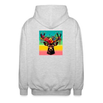 Deer - Unisex Hooded Jacket - light heather grey - Back - AI Model Male 185 light (185cm)