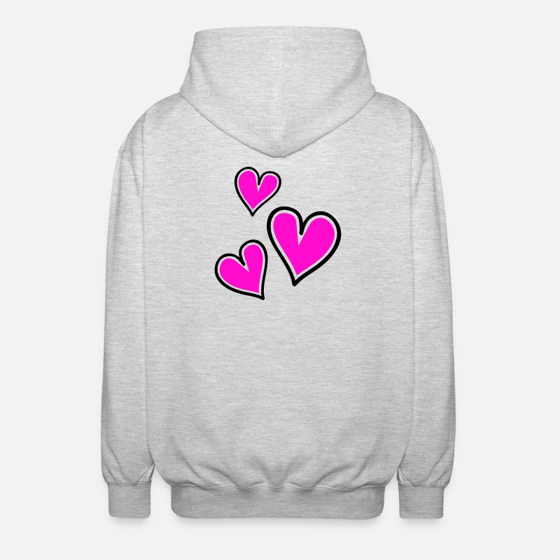Motif de coeur rose vif - Veste à capuche unisexe - gris clair chiné
