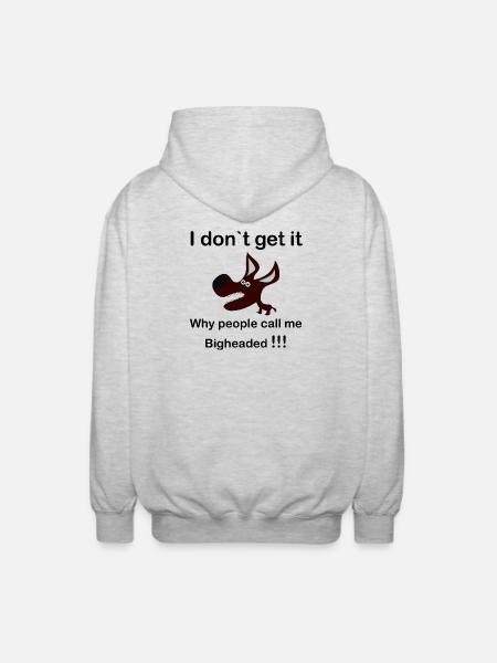 Maroon Cartoon Dog with Fangs - Unisex Hooded Jacket - light heather grey