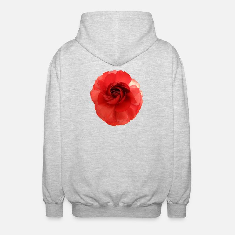 Motif fleur de rose rouge grand - Veste à capuche unisexe - gris clair chiné
