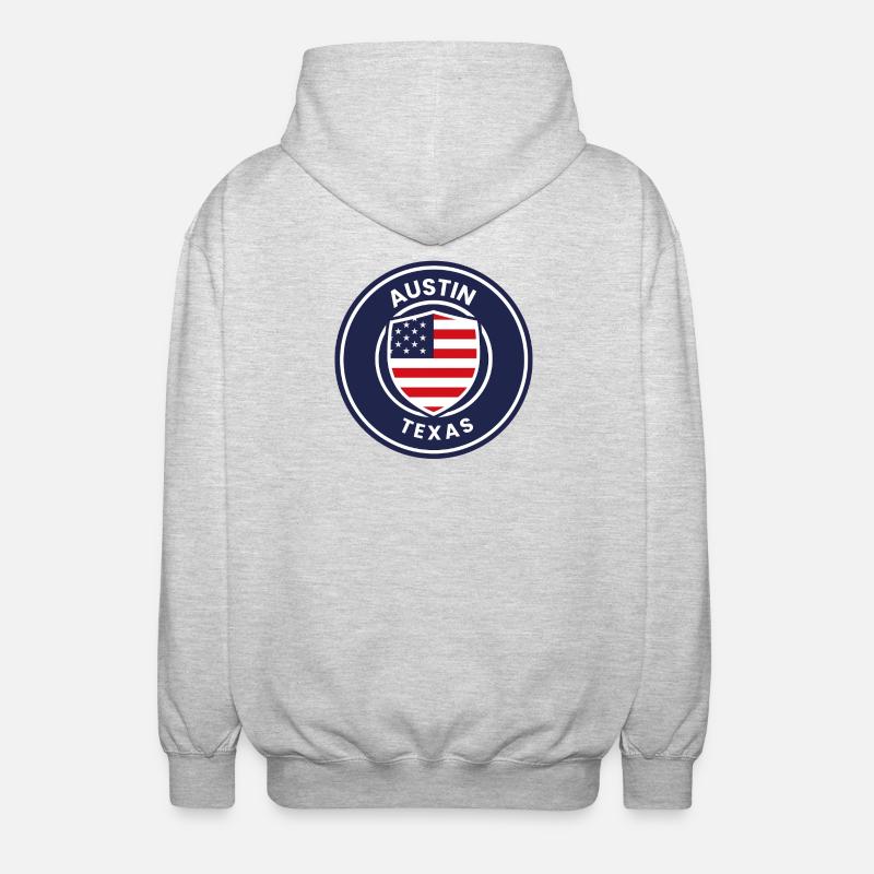 Emblème du bouclier Austin Texas - Veste à capuche unisexe - gris clair chiné
