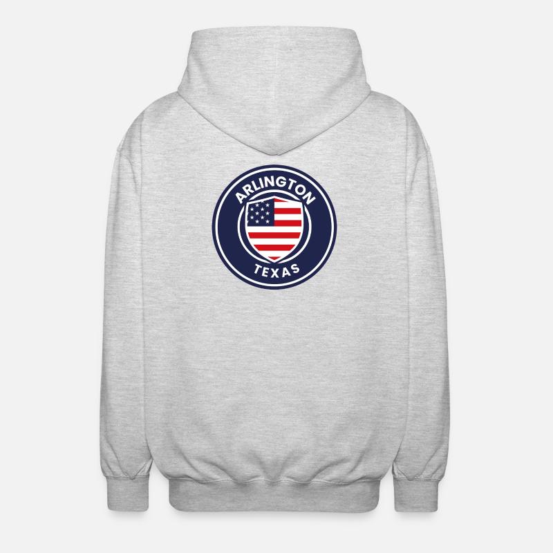 Emblème d’Arlington, Texas, avec drapeau - Veste à capuche unisexe - gris clair chiné