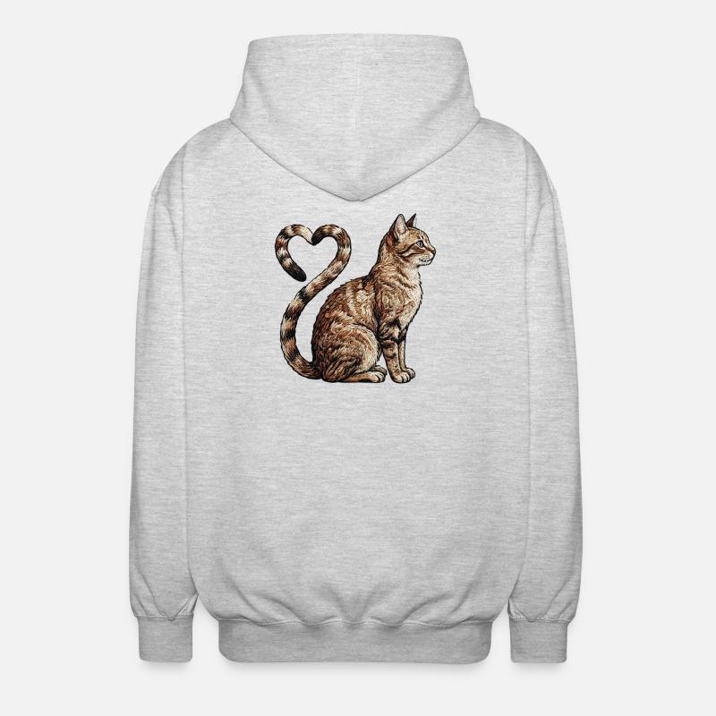 Cat love in embroidered look (printed) - Unisex Hooded Jacket - light heather grey