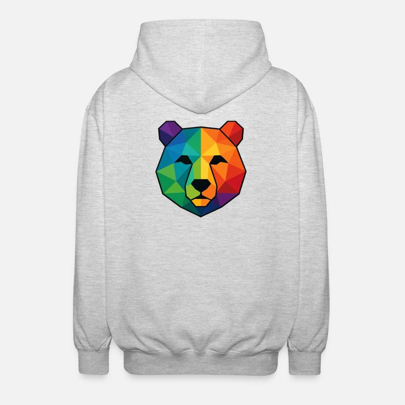 Bunte Pop-Art-Low-Poly-Bär - Unisex Kapuzenjacke - Hellgrau meliert