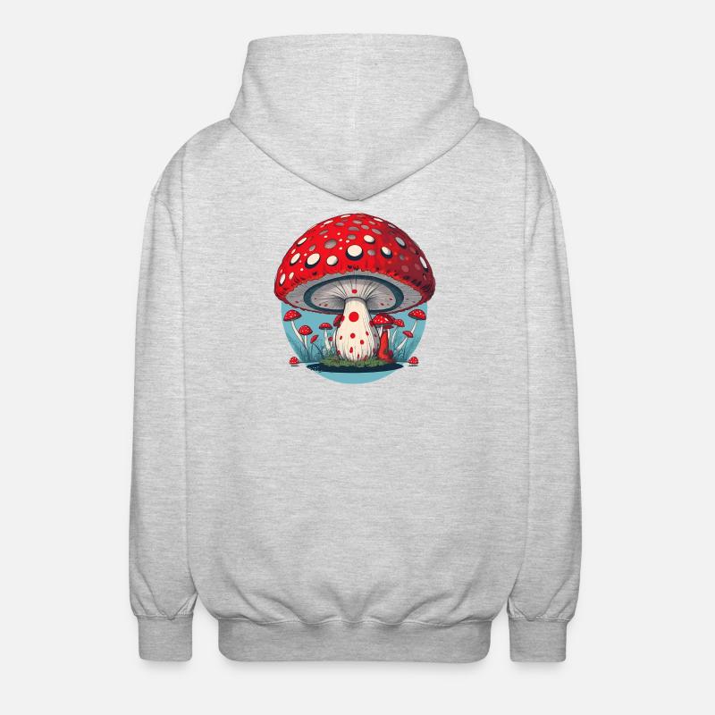 Red Mushroom - Toadstool - Lucky Mushroom - Unisex Hooded Jacket - light heather grey