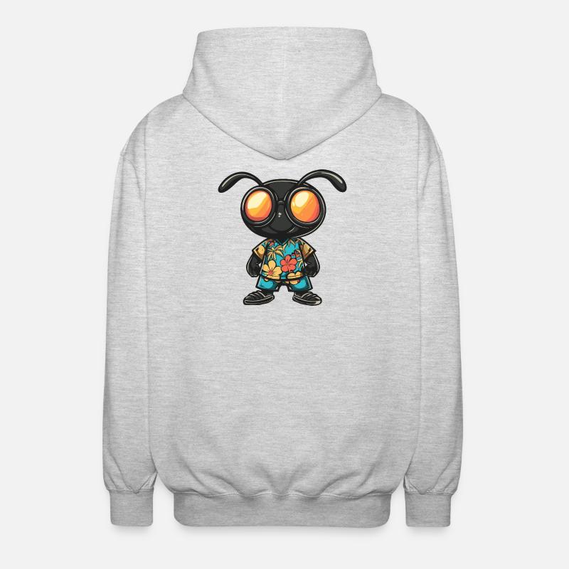 Ameise Comic Urlaub - Unisex Kapuzenjacke - Hellgrau meliert